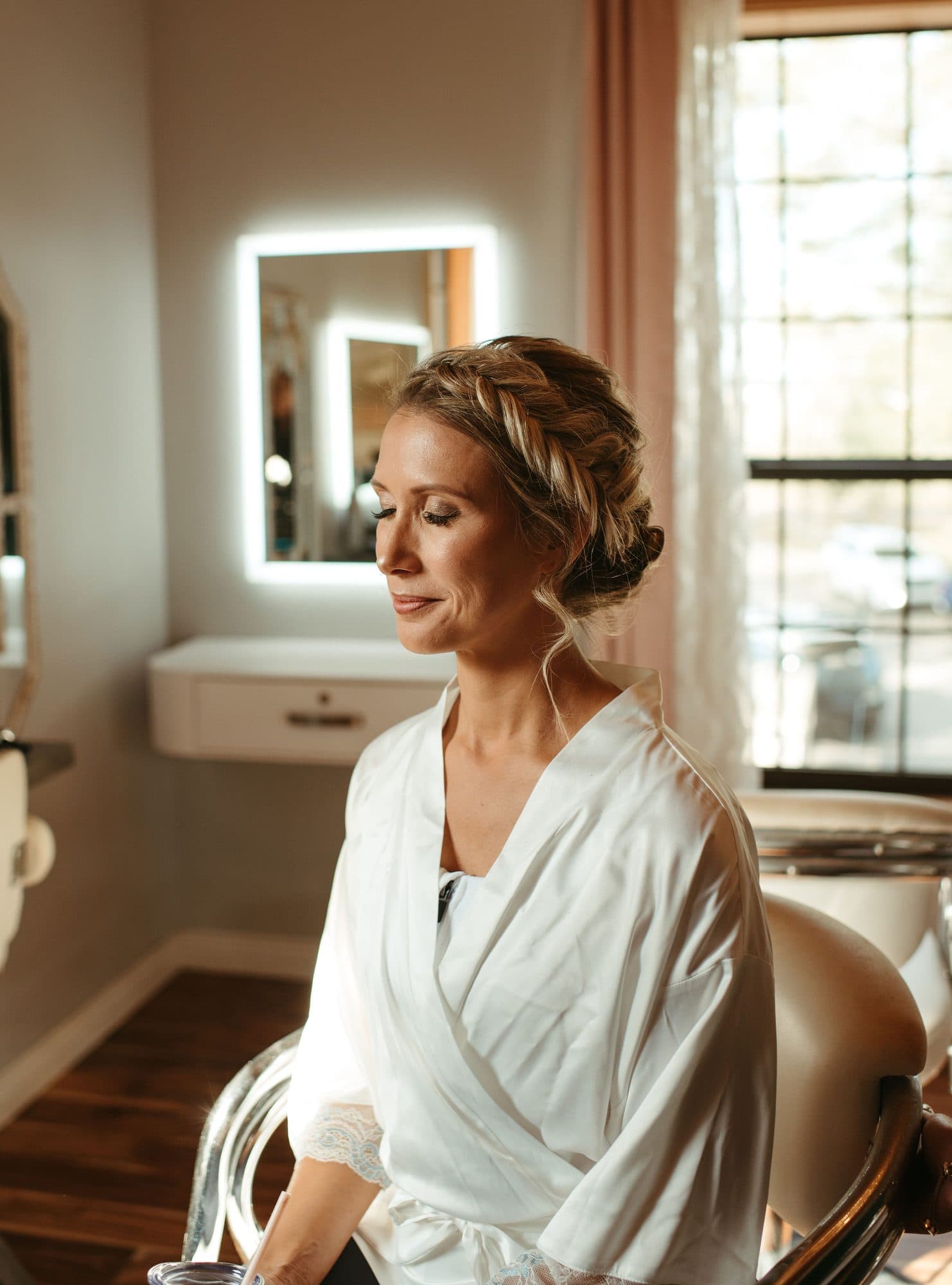 Bridal braid and styled hair detail