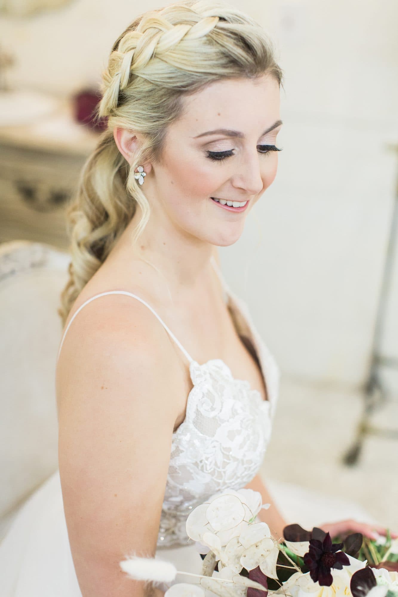 Bride with timeless bridal hair and makeup in Northeast Florida