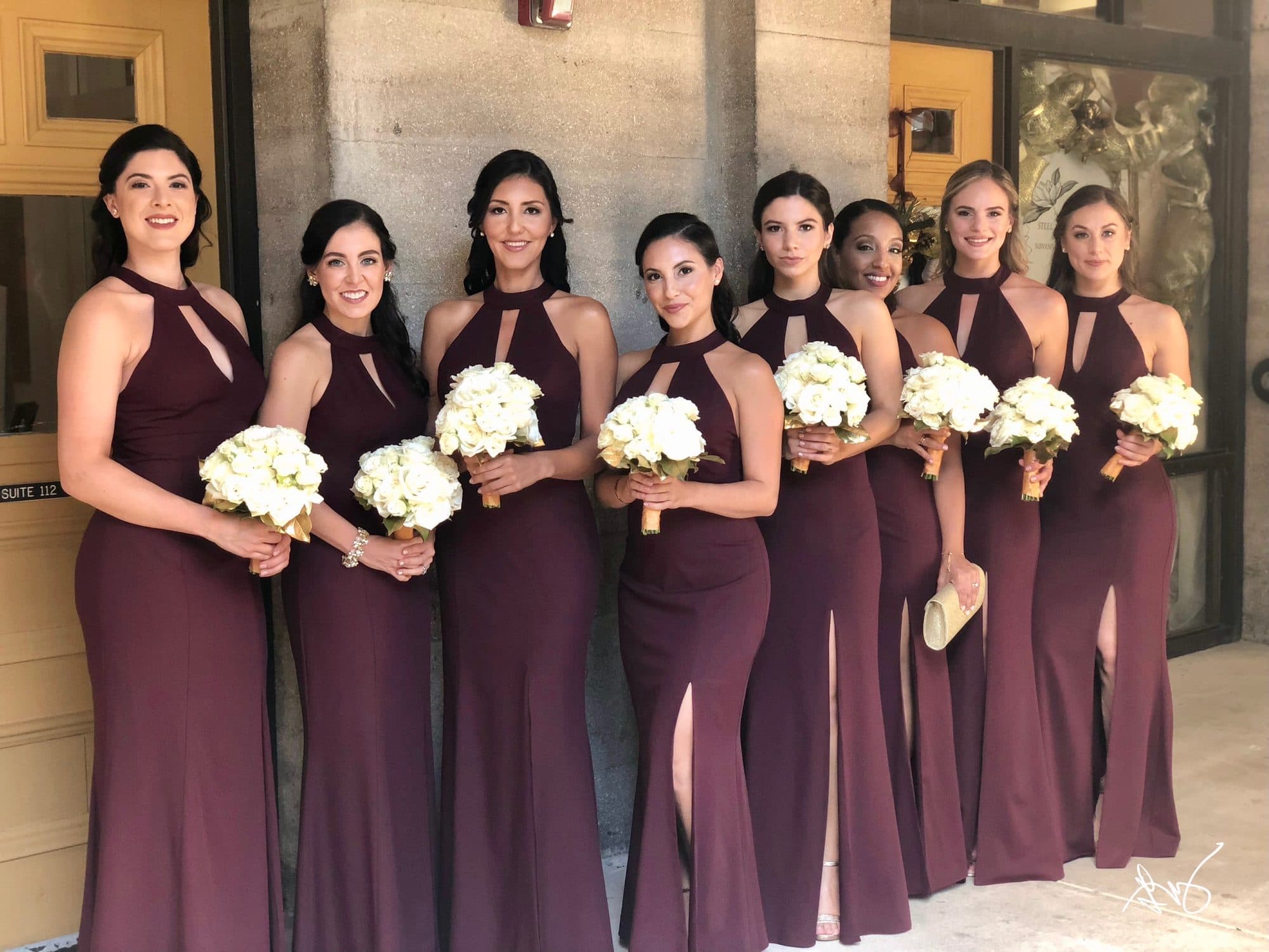 Bridal party hair and makeup styled for the ceremony