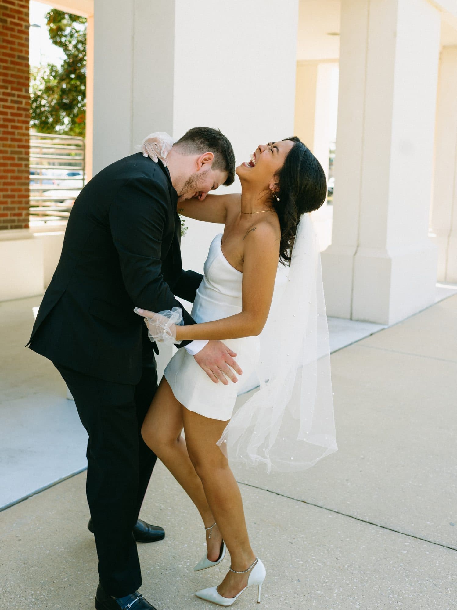 Intimate Florida elopement bridal look with soft styled hair