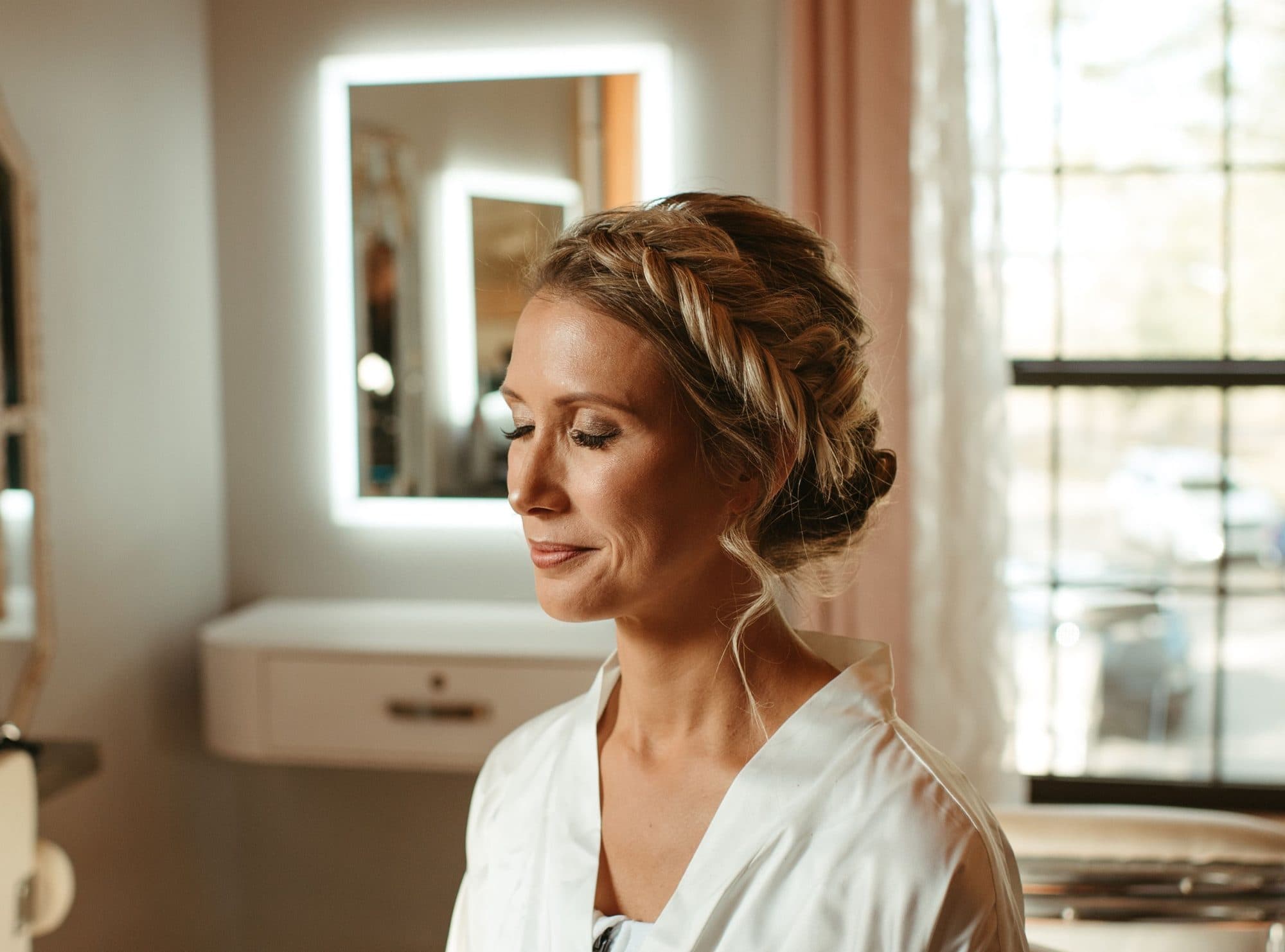 Calm wedding-morning getting-ready moment during bridal styling