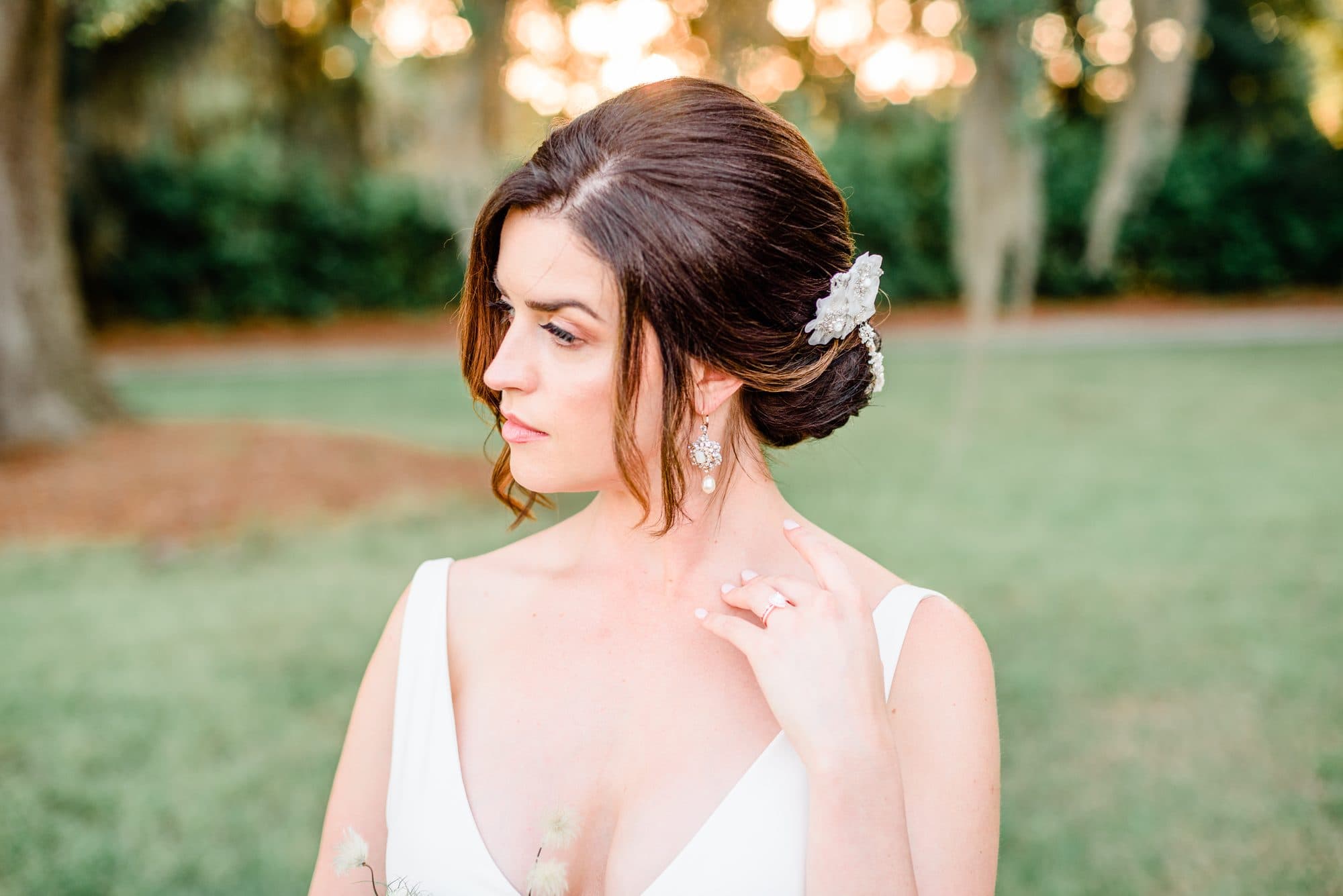 Bride Taylor at Tuscan Rose Vineyard with romantic bridal hair and makeup