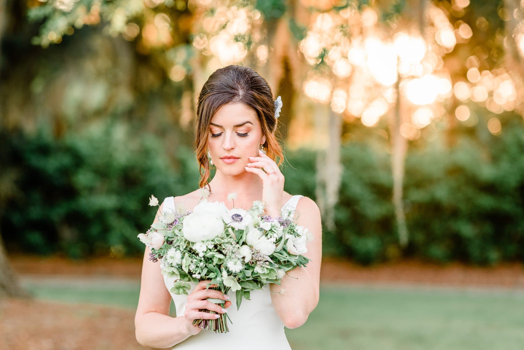 Bride Taylor at Tuscan Rose Vineyard with romantic bridal hair and makeup